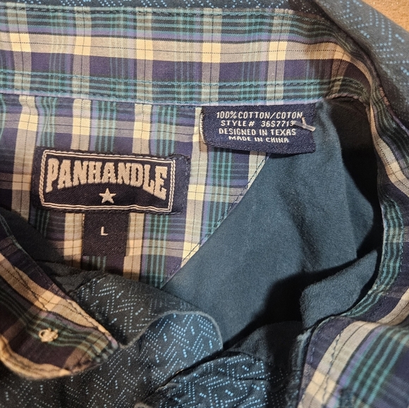 Panhandle Slim Blue Snap Front Western Shirt L - Picture 3 of 8